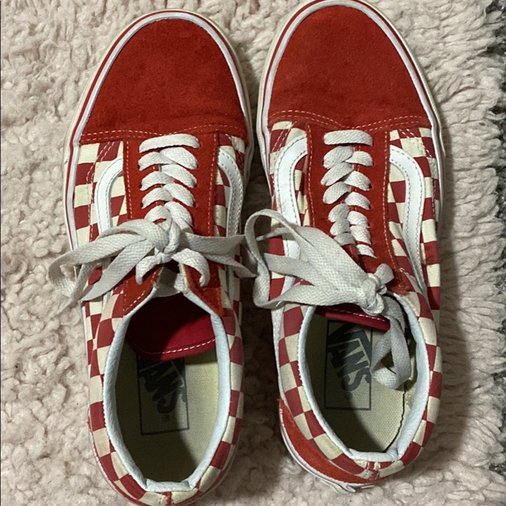 Vans old skools Red checkers womens 8